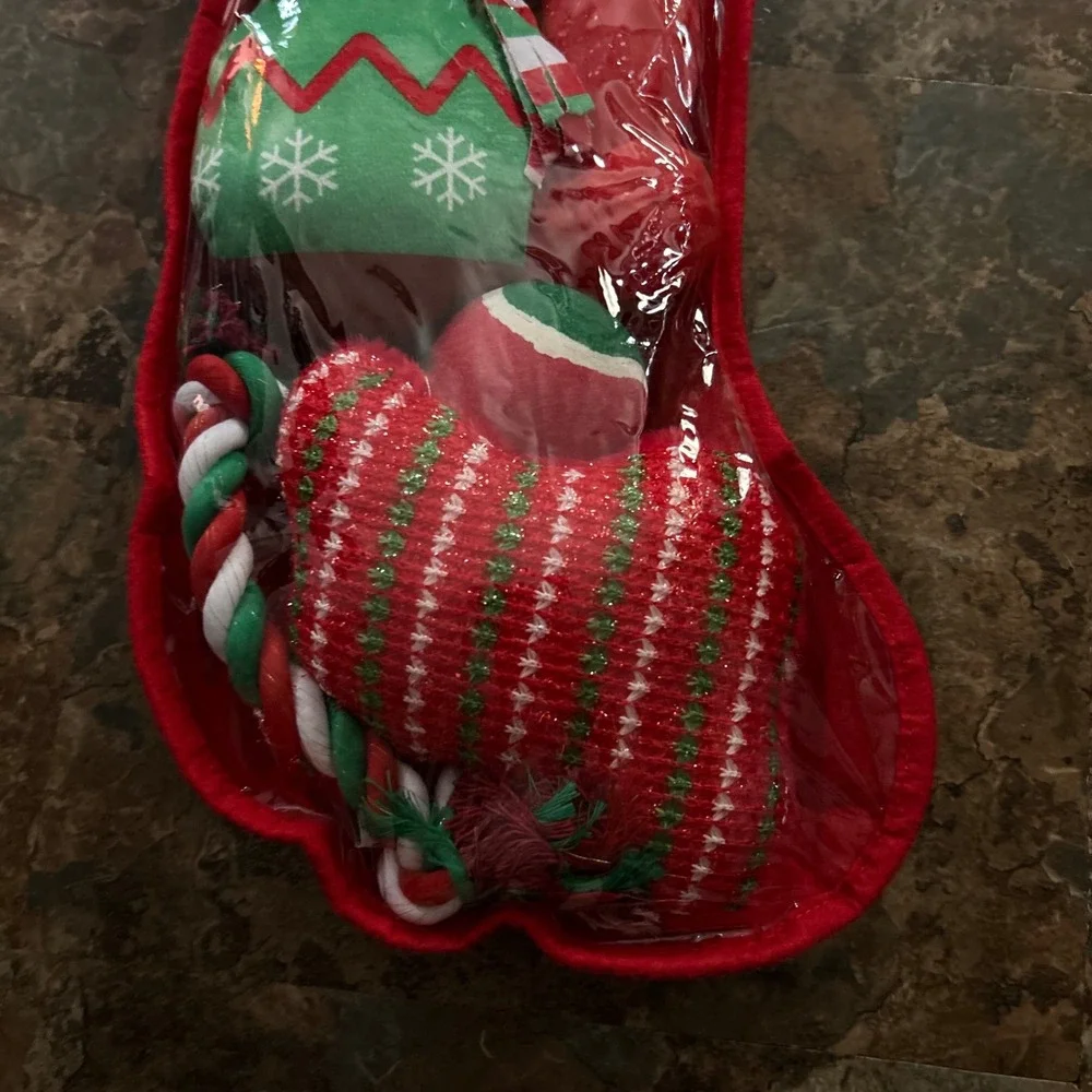 Vibrant Life Dog Toy Christmas Stocking With 5 Chewy Toys Rope Stuffed Animal